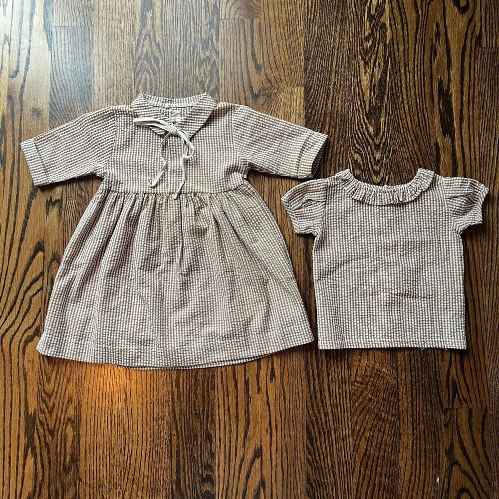 Analogie Siblings Matching Gingham Dress and Top (18M and 3T)